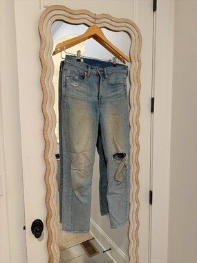 Gap High Rise Cigarette Jeans - Light Destroy wash